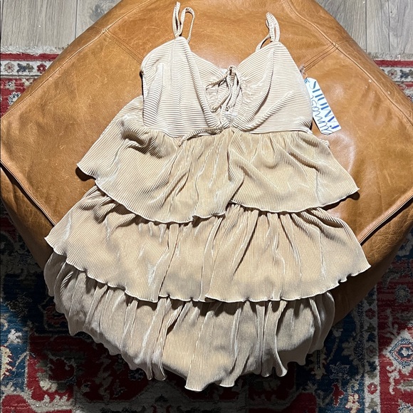 Almost Famous Cream Tiered Dress - Picture 1 of 7